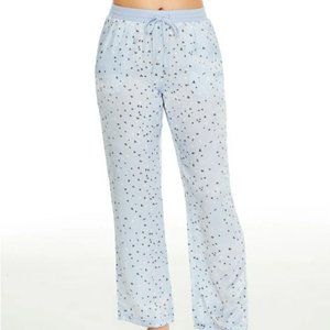 BARE NECESSITIES Rise and Shine Satin Pants, Floating Hearts, Blue, Size Large